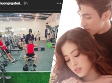 Á hậu Phương Nga và bạn trai cùng tập gym