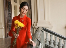 Áo dài vải tweed cho nàng du xuân