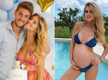 Bà bầu của sao Juventus thả dáng với bikini