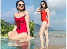 Bảo Thanh mặc bikini đỏ rực khoe đường cong 