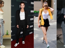 Bella Hadid lăng xê nhiệt tình kiểu giày thô kệch 'của bố'