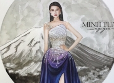 Đầm dạ hội Thùy Tiên ở Miss International lấy cảm hứng về núi Phú Sĩ