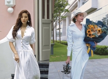 10 mẫu đầm trắng hợp mùa của sao Việt