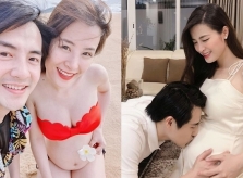 Đông Nhi diện bikini khoe bụng bầu