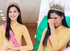 Hoa hậu Đỗ Thị Hà khóc khi về trường