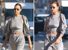 Irina Shayk 'thả rông' vòng một trên phố