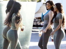 Kim và em út Kylie mặc bó sát dạo phố