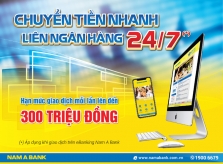 Nam A Bank nâng hạn mức chuyển tiền nhanh liên ngân hàng 24/7 qua eBanking