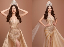 Phương Khánh chụp ảnh với vương miện Miss Earth 3,5 tỷ đồng