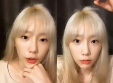 Lúc livestream, Taeyeon lộ mái tóc trông như rơm vì tẩy quá nhiều lần