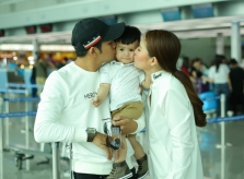 Vợ chồng Ngọc Lan dắt con trai du lịch Hàn Quốc